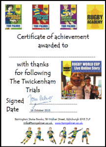 twickenham trials certificate